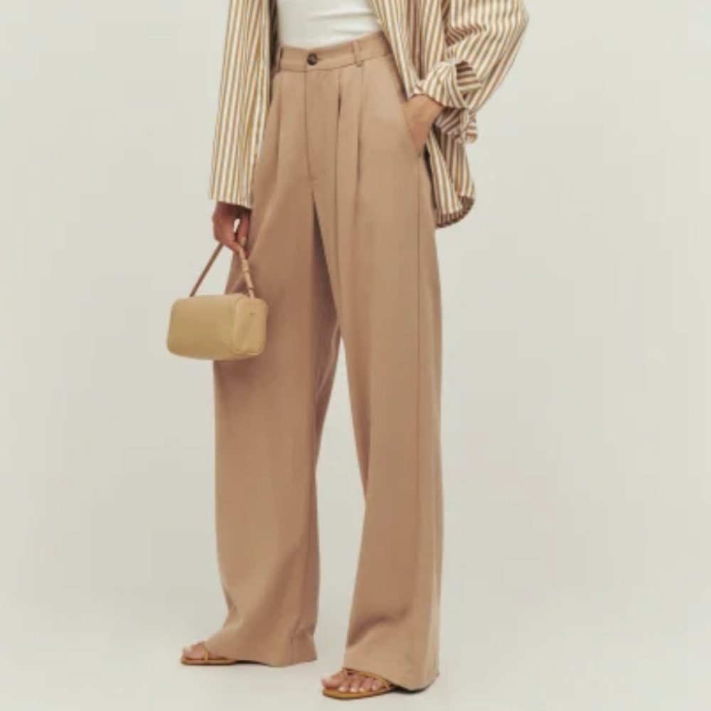 COPY - Reformation authentic mason pant khaki brown size 4 button work dressy